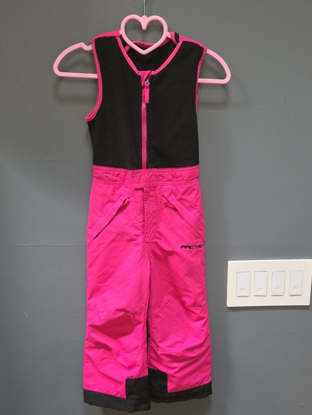 Arctix Pink and Black Girls Snow Overalls- Size 4t